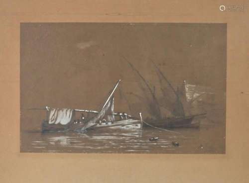 Paul Jean Clays: drawing 'Marine' (26x39cm)