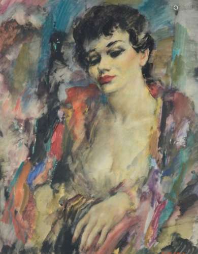 Raf de Buck: watercolor 'lady' (80x67 cm)