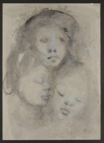 Leonor Fini (attributed): Watercolor 'three women' (...