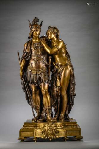 J.B. Germain: large gilt bronze sculpture 'Dido and Aene...