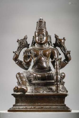 Indian bronze sculpture 'Vishnu', 18th - 19th centur...