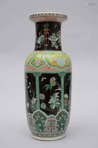 Chinese vase in famille rose porcelain 'flowers and butt...