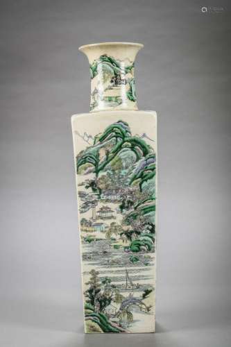 Chinese famille verte porcelain vase 'landscapes' (h...