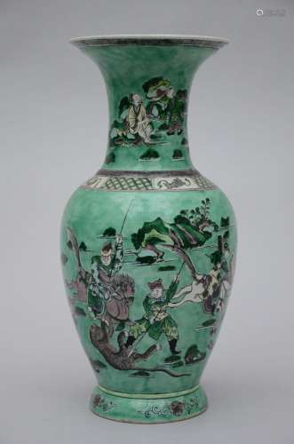 Vase in Chinese famille verte porcelain 'warriors' (...