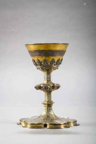 Van Damme (Bruges): gothic revival chalice in gilt silver (h...