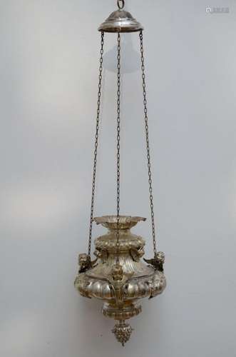 Silver God lamp, Mons 18th century (H34 dia27cm)