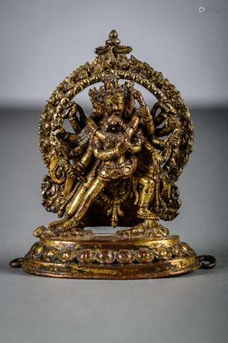 A fine gilt bronze sculpture 'Chakrasamvara', Nepal ...