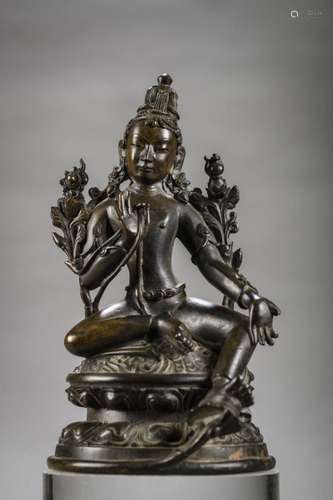 Sino-Tibetan statue in bronze 'Maitreya', 18th centu...