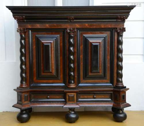 A large Renaissance cabinet in ebony and walnut, 17th centur...