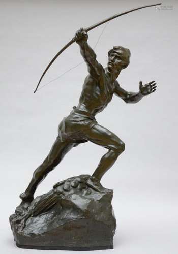 Jef Lambeaux: large bronze sculpture 'archer' (128x7...