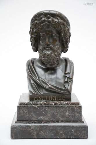 Chardigny: bronze bust on marble base 'Esculape' 185...