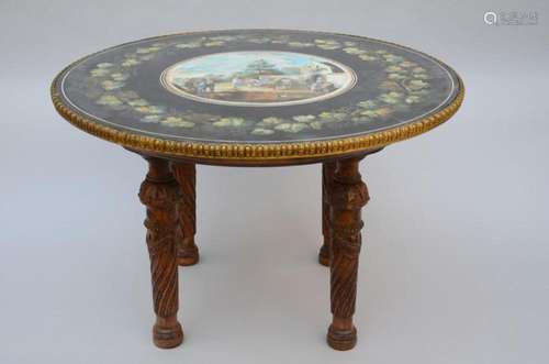 Round marble table 'Village feast' (H60 dia91cm) (*)