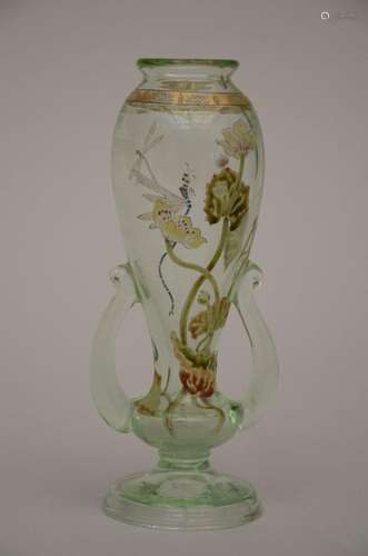 Gallé: Art Nouveau vase in enamelled glass 'insects and ...