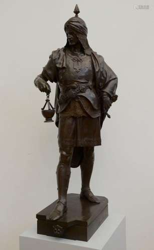 Picault: large bronze statue 'Moorish warrior', foun...