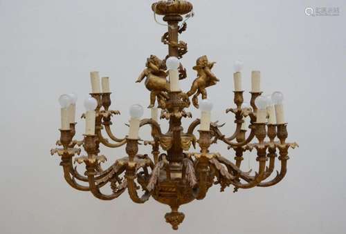 A gilt bronze Napoléon III chandelier with 18 light points &...