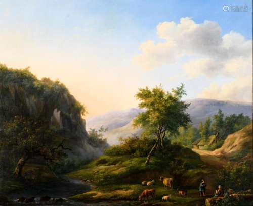 De Walsche: painting (o/c) 'landscape with animals' ...