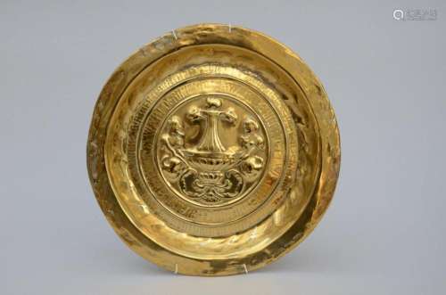 Alms dish in brass 'characters' 16th - 17th century ...