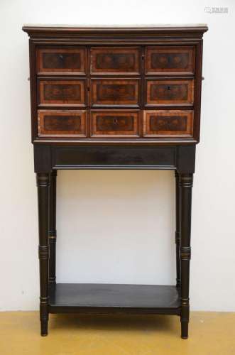 Small antique cabinet in walnut with marble top (H121x66x33c...