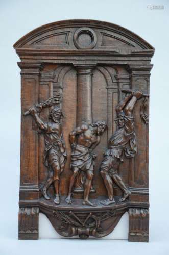 Oak bas-relief 'Scourging of Christ', Renaissance (7...