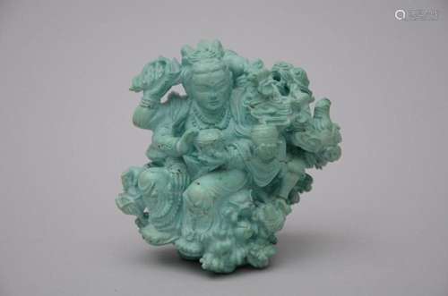 Chinese statue in turquoise (h12cm)