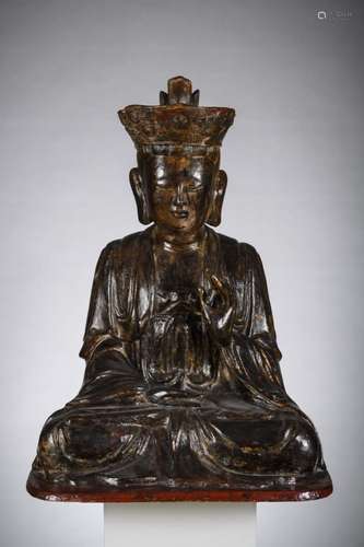 A large Vietnamese Buddha in lacquered wood, 18th - 19th cen...