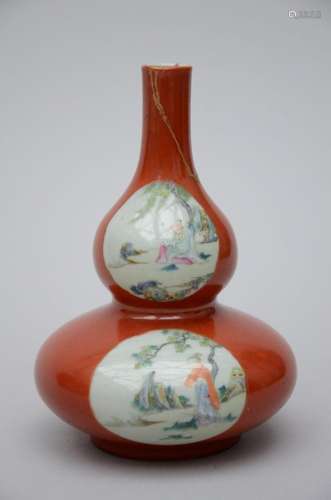 Orange vase in Chinese porcelain 'sages', Republic p...