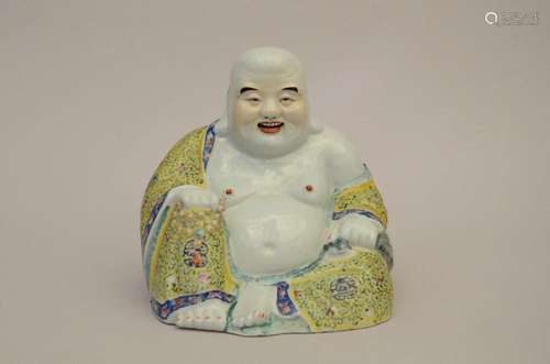 Fat Buddha in Chinese famille rose porcelain (27x27x22cm)