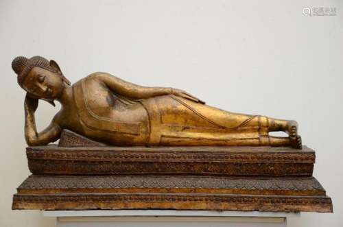 Reclining Thai Buddha in lacquered bronze, 19th century (48x...