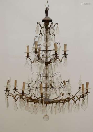 Large chandelier with crystal plaques (H122xdia106)