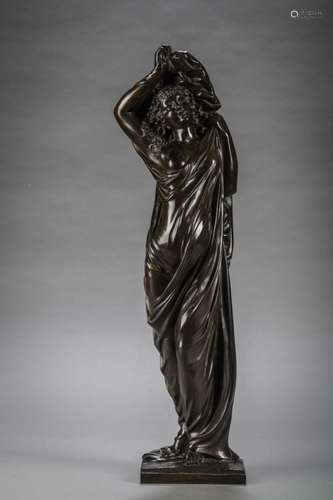 Paul Van De Vin: bronze sculpture 'draped lady' (h67...