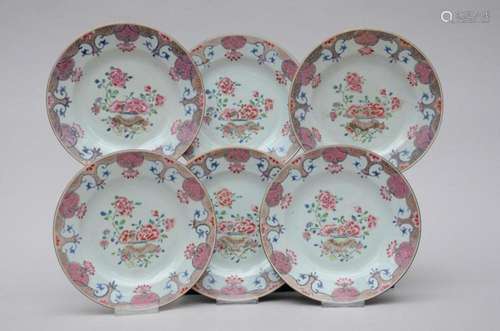 6 Chinese famille rose porcelain plates, 18th century (dia23...