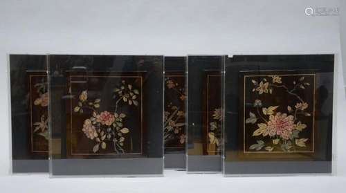 Five panels in Coromandel lacquer 'floral decor', Ch...