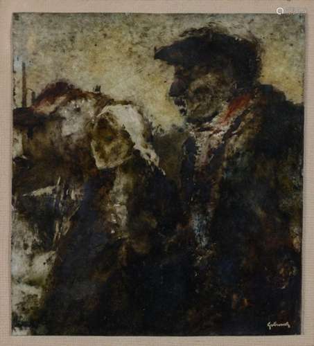 Anonymous (signed illegibly): painting (o/p) 'man & ...