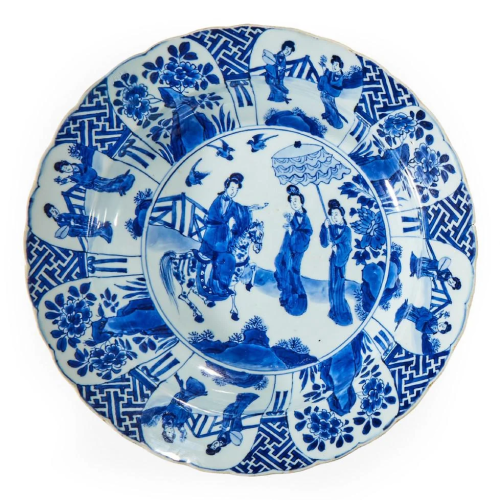Kangxi Blue & White Porcelain Basin with Mark