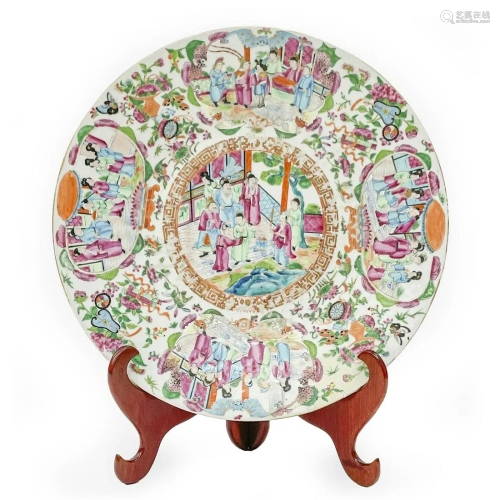Large Chinese Export Famille Rose Dish, 19th Century
