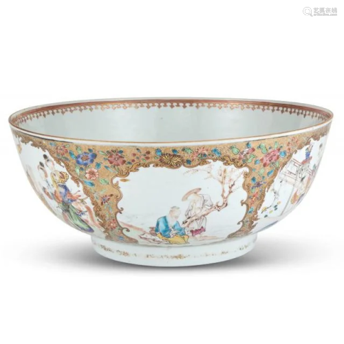 18th C. Large Chinese Export Porcelain Punch Bowl