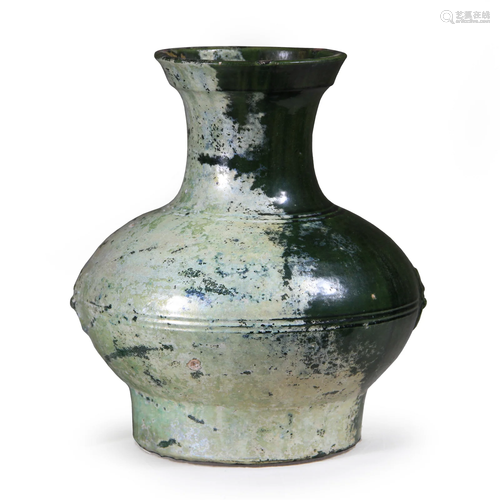 Unusually Large Han Dynasty (206 BC- 220 AD) Green Glazed Hu...