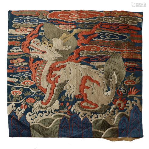 Silk Embroidered 'Qilin' First-Rank Military Rank ...