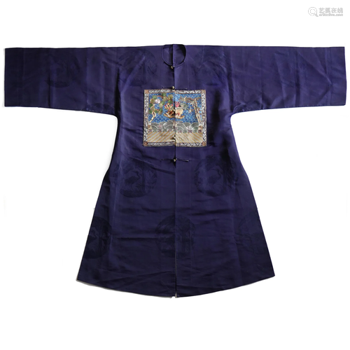 Blue-Ground Silk Robe with Bear Rank Badge