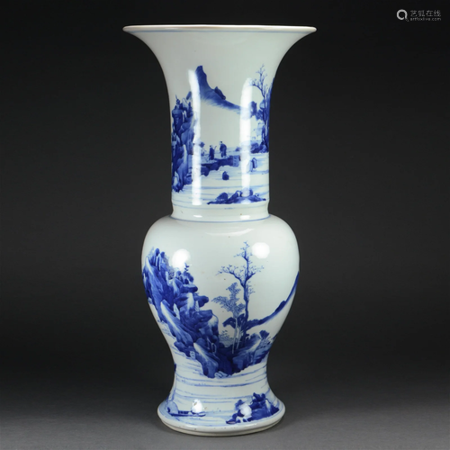 Blue and White Porcelain Yen Yen Vase, 17/18th C.