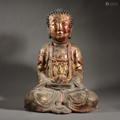 A Gilt-Lacquer Bronze Figure Of Amitabha