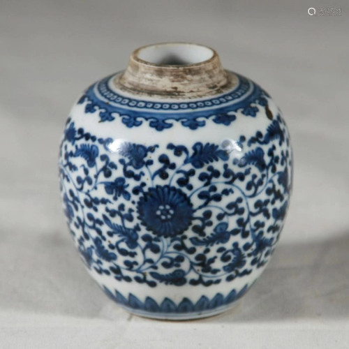 Chinese Blue & White Porcelain Jarlet, 19th C.