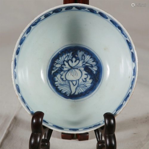 Antique Chinese Blue & White Bowl