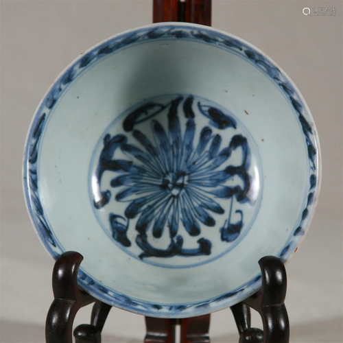 Antique Chinese Blue & White Bowl