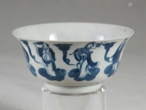 19th C. Blue & White Porcelain Bowl With Mark