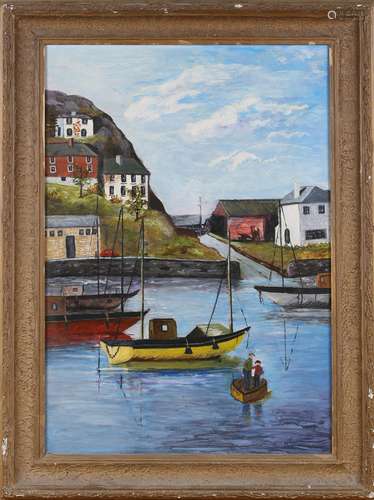 British Naïve School - Harbour Scene