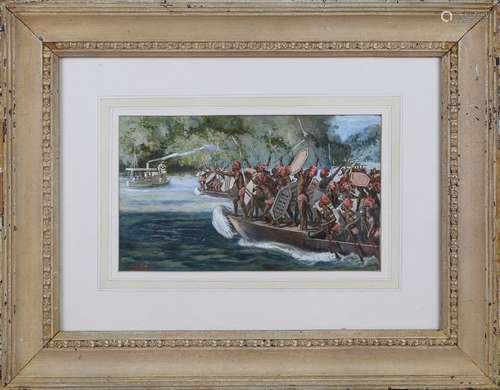 H.L. Bacon - Illustration with a Tribe attacking a Colonial ...