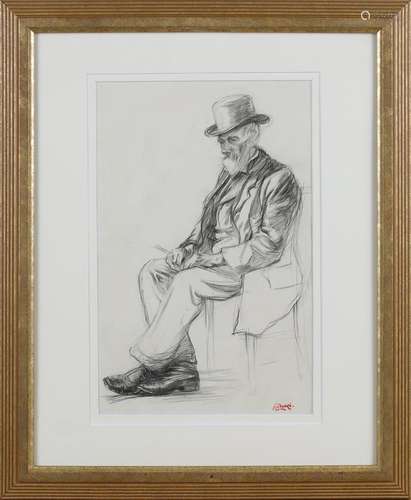 Albert Ludovici Junior - Study of a Seated Man wearing a Hat