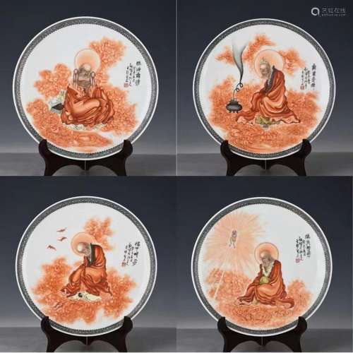 wang bu - Republic of China fanhong porcelain lohan dish