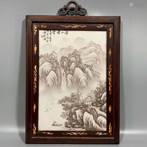 Wangye Pavilion landscape figure porcelain plate